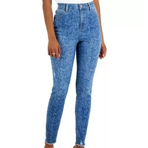 High Rise Snake Skin Print Stretchy Denim Jeans 10 12 14